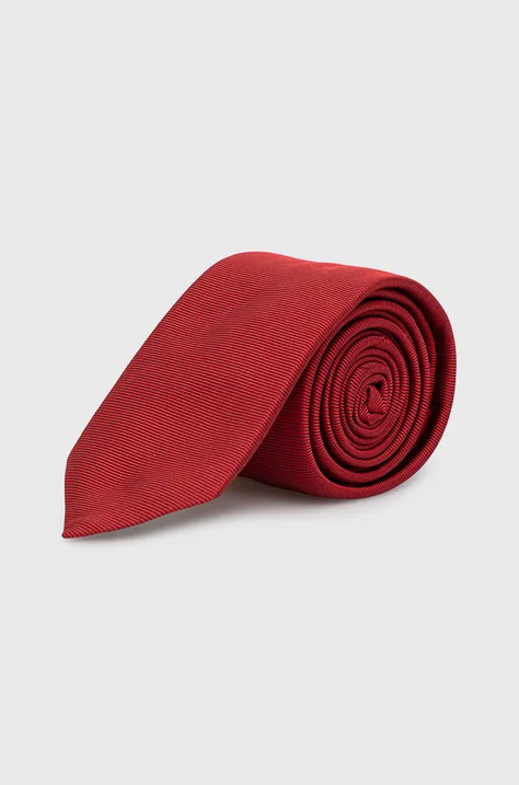 Kravata od svile HUGO boja: crvena