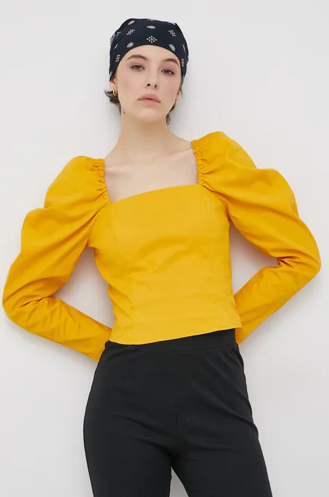 Levi's Bluză femei, culoarea galben, material neted