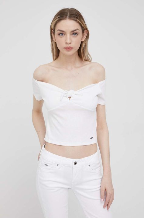 Μπλουζάκι Pepe Jeans Beth γυναικεία, χρώμα: άσπρο