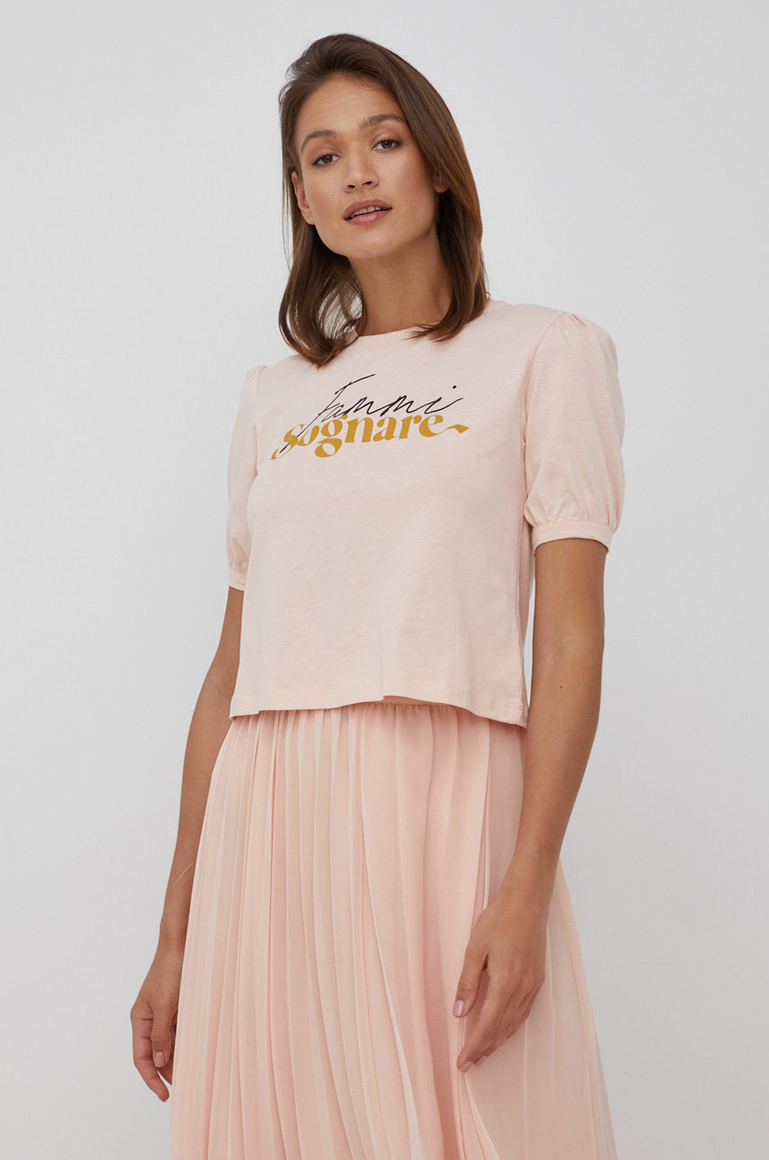 Sisley t-shirt bawełniany kolor pomarańczowy