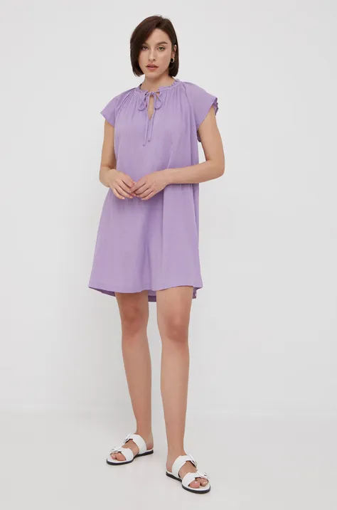 Pamučna haljina United Colors of Benetton boja: ljubičasta, mini, ravna