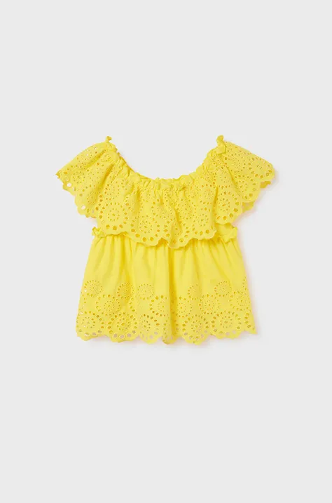 Mayoral bluzka bawełniana dziecięca kolor żółty gładka