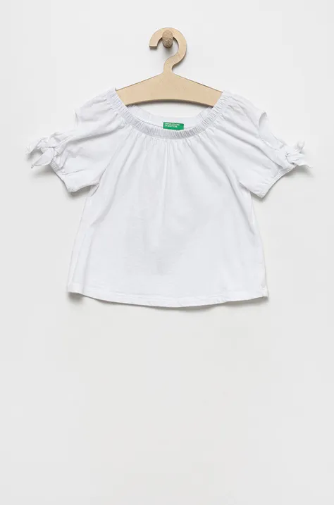 United Colors of Benetton t-shirt dziecięcy kolor biały gładka