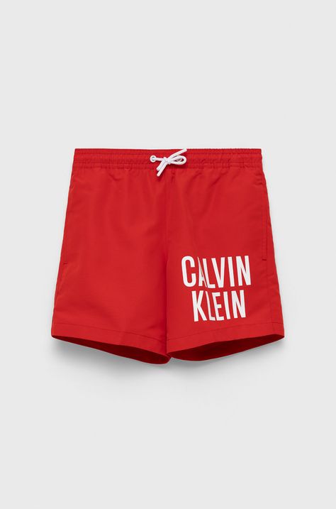 Calvin Klein Jeans szorty kąpielowe dziecięce KV0KV00006.PPYY kolor czerwony