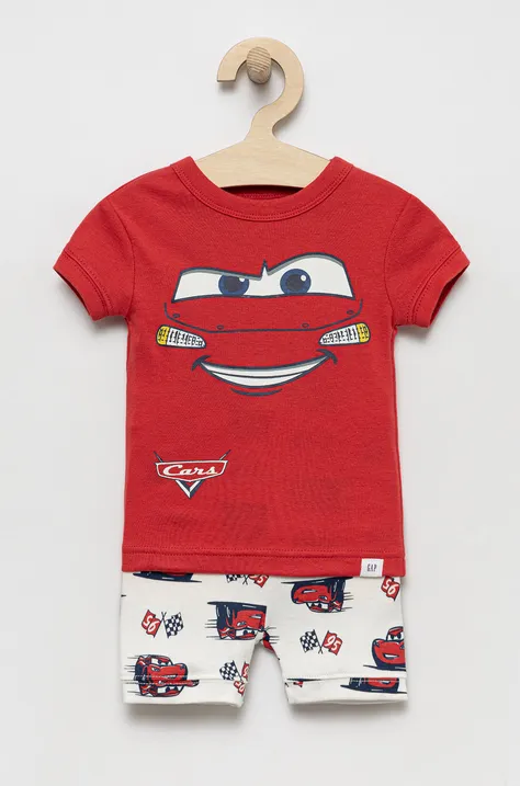 Детска памучна пижама GAP в червено с принт