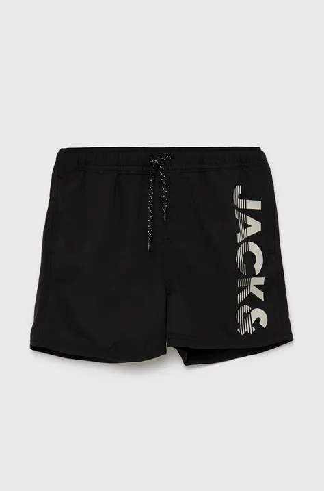 Detské plavkové šortky Jack & Jones čierna farba
