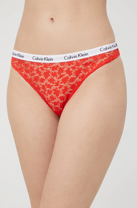 Gaćice Calvin Klein Underwear boja: crvena, od čipke