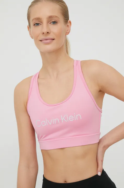 Športová podprsenka Calvin Klein Performance Ck Essentials ružová farba,
