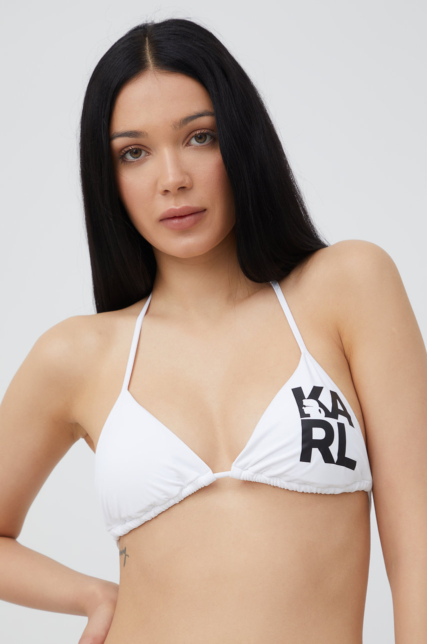 Karl Lagerfeld sutien de baie culoarea alb, cupa usor rigidizata