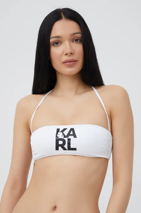 Karl Lagerfeld biustonosz kąpielowy KL22WTP02 kolor biały usztywniona miseczka