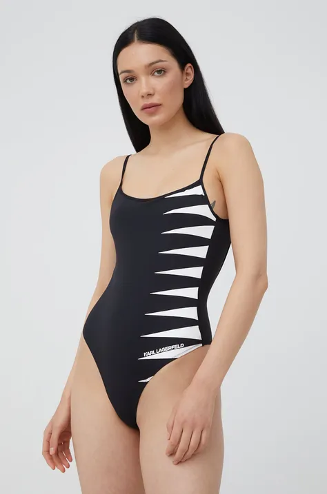 Karl Lagerfeld jednoczęściowy strój kąpielowy KL22WOP09 kolor czarny miękka miseczka