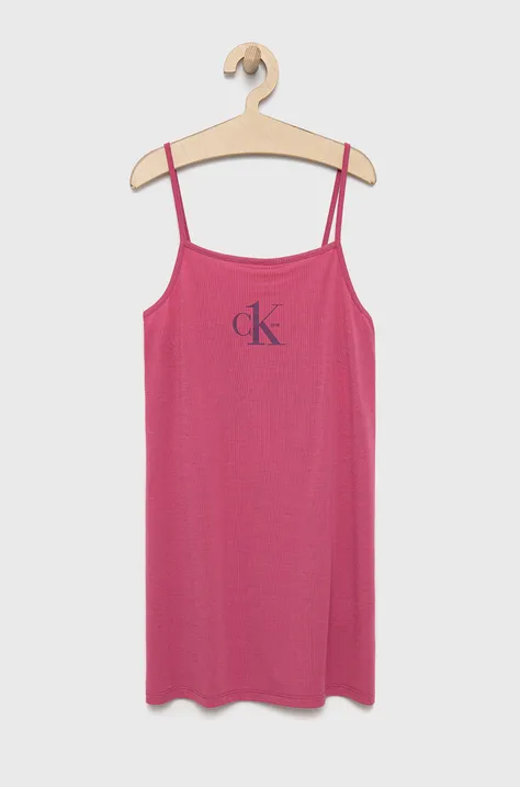 Calvin Klein Underwear koszula nocna dziecięca kolor fioletowy gładka