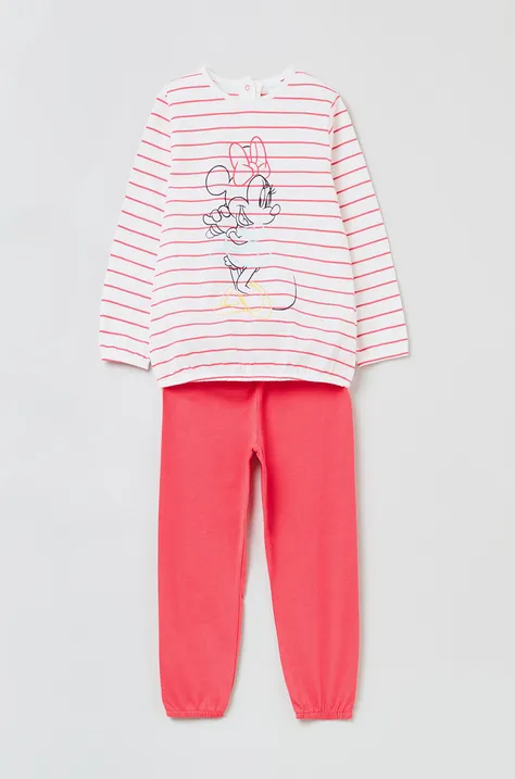 OVS piżama bawełniana dziecięca x Disney kolor różowy wzorzysta