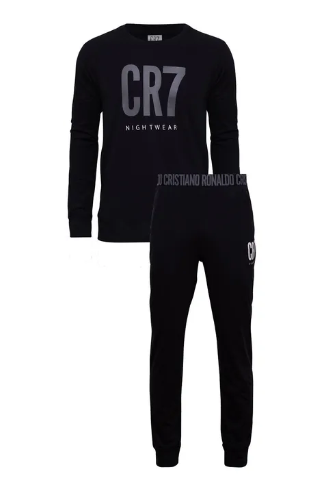 Pyžamo CR7 Cristiano Ronaldo pánske, čierna farba, s potlačou
