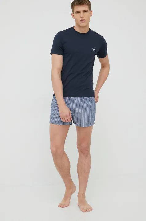 Emporio Armani Underwear piżama bawełniana 111339.2R576 kolor granatowy wzorzysta