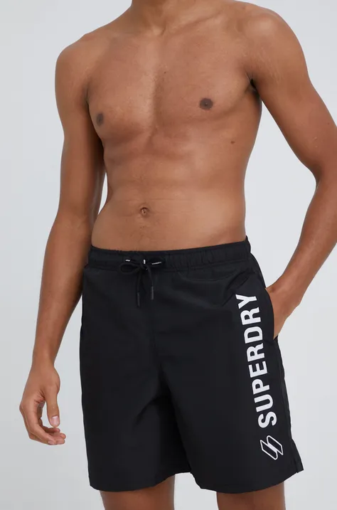 Superdry pantaloni scurti de baie culoarea negru