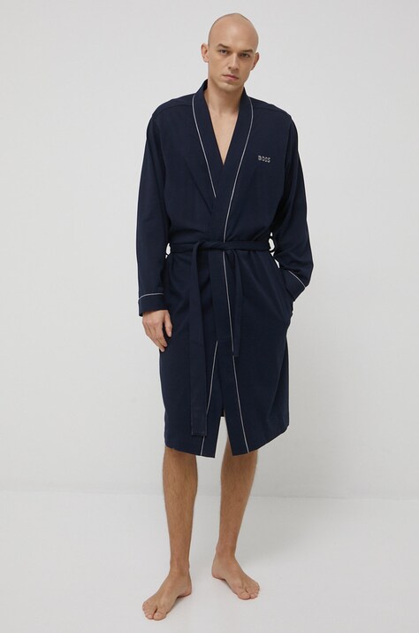 Памучен халат BOSS в тъмносиньо 50469624
