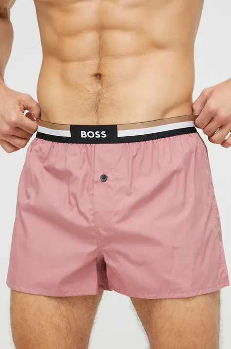 Bavlnené boxerky BOSS 2-pak ružová farba