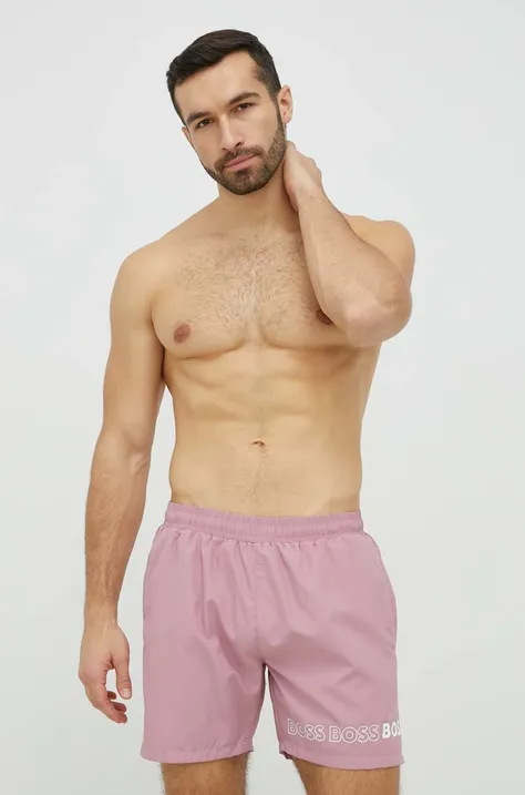 BOSS szorty kąpielowe kolor różowy