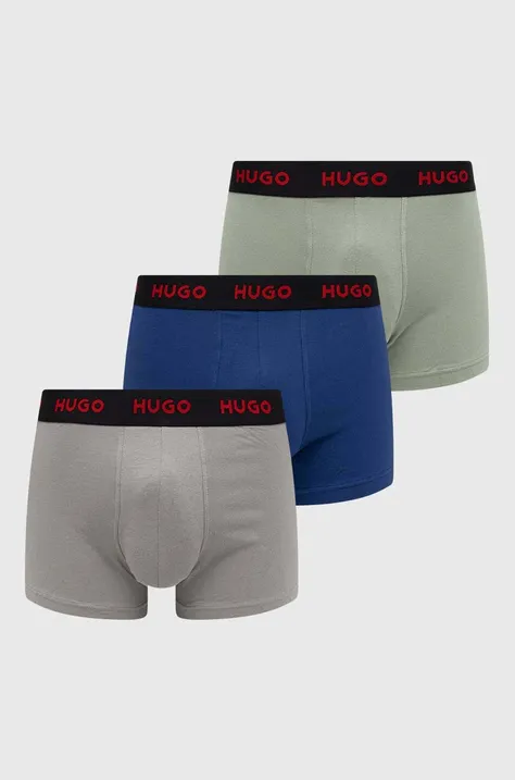 Boxerky HUGO 3-pak pánske, šedá farba