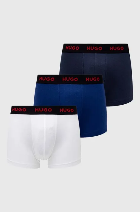 Boksarice HUGO (3-pack) moške, mornarsko modra barva