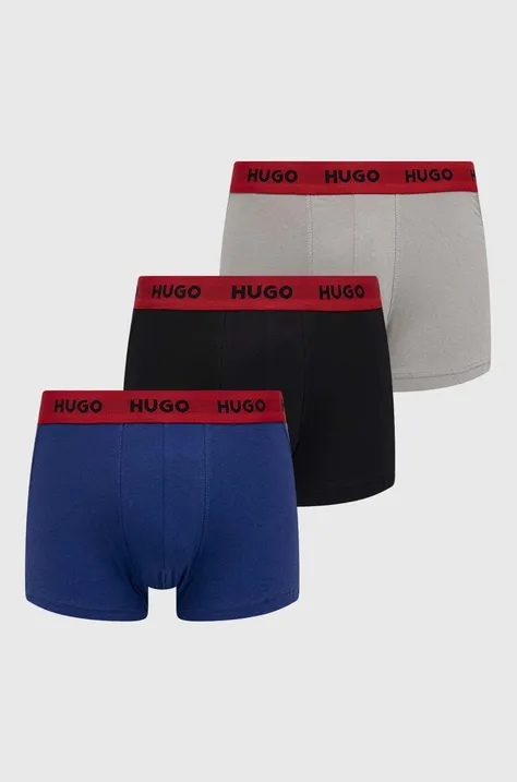 Боксери HUGO (3-pack) чоловічі колір сірий