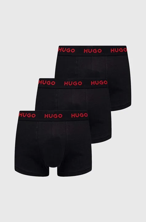 Bokserice HUGO 3-pack za muškarce, boja: crna