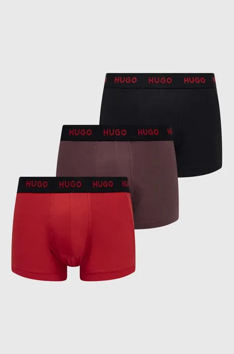 Boxerky HUGO (3-pak) pánske,červená farba,50469766