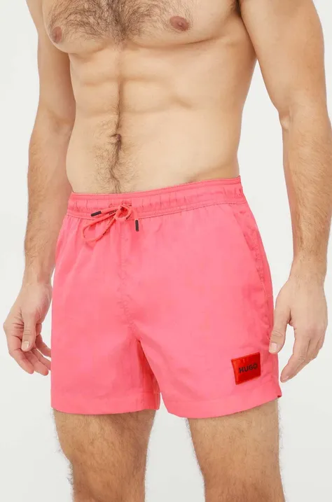 Plavkové šortky HUGO ružová farba