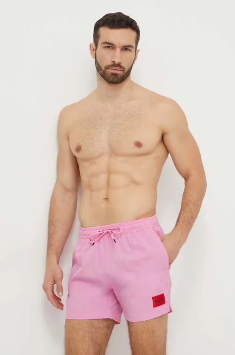 Купальні шорти HUGO колір рожевий