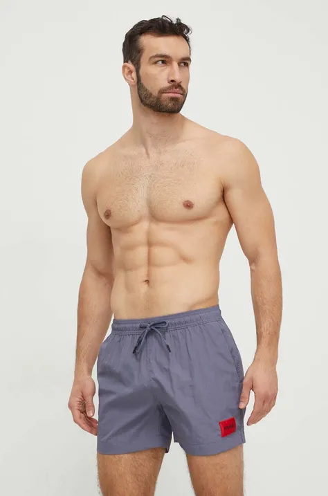 Plavkové šortky HUGO fialová farba