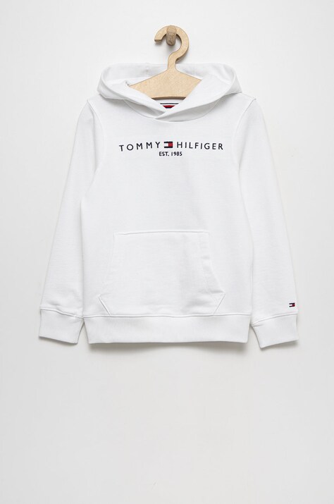 Дитяча бавовняна кофта Tommy Hilfiger колір білий з аплікацією