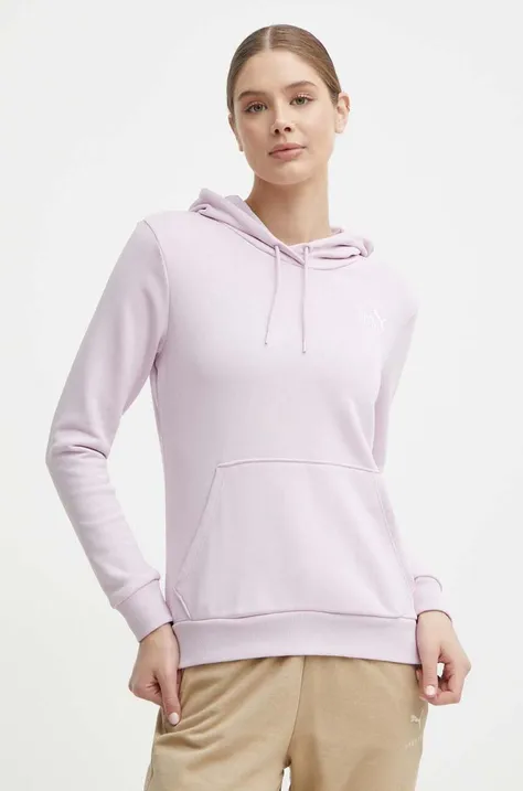 Puma bluza damska kolor fioletowy z kapturem z aplikacją 848332
