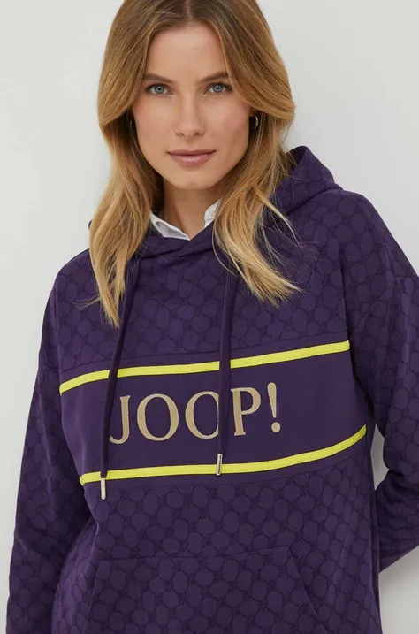 Mikina Joop! dámska, fialová farba, s kapucňou, vzorovaná