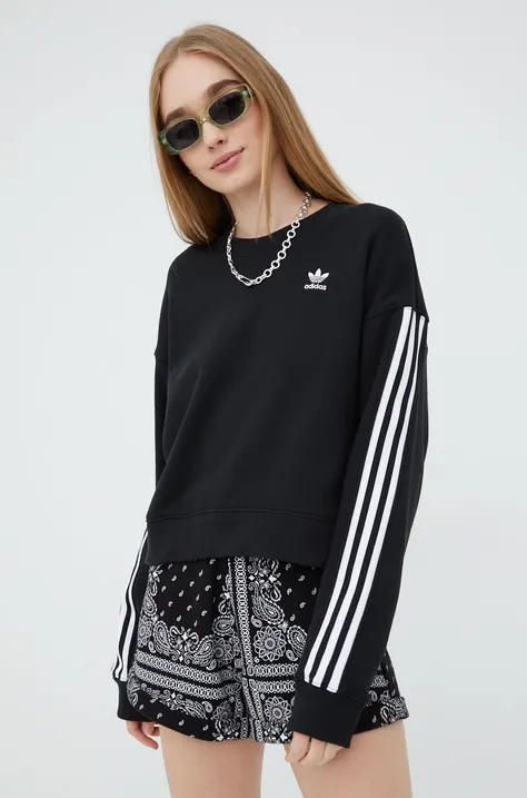 Pamučna dukserica adidas Originals Adicolor za žene, boja: crna, s aplikacijom, HC2064-BLACK