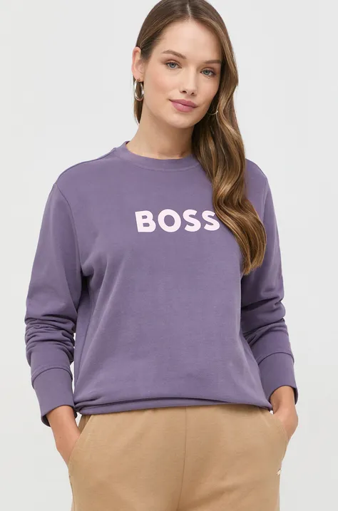 BOSS bluza bawełniana 50468357 damska kolor fioletowy z nadrukiem