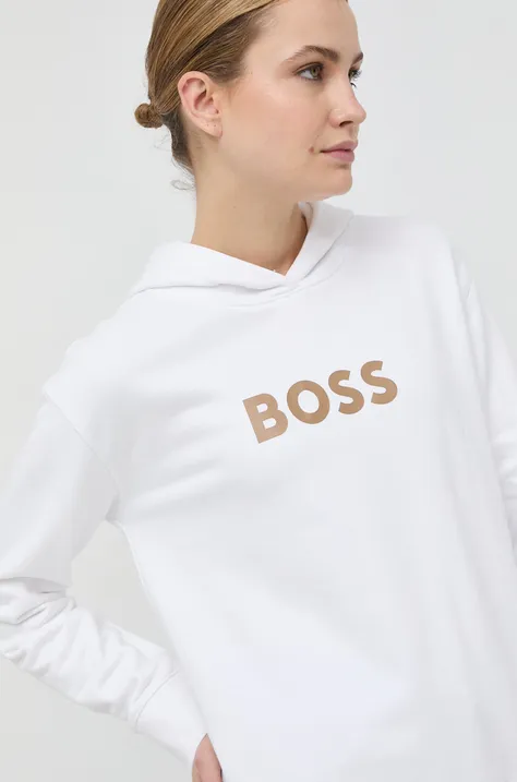 Бавовняна кофта BOSS жіноча колір білий з принтом