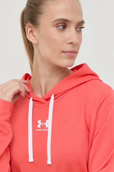 Under Armour bluza 1369855 damska kolor czerwony z kapturem z nadrukiem