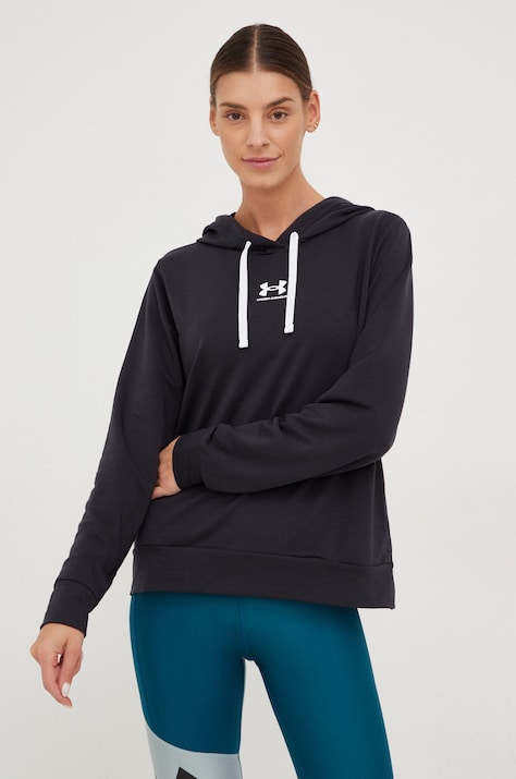 Суичър Under Armour в черно с качулка с принт