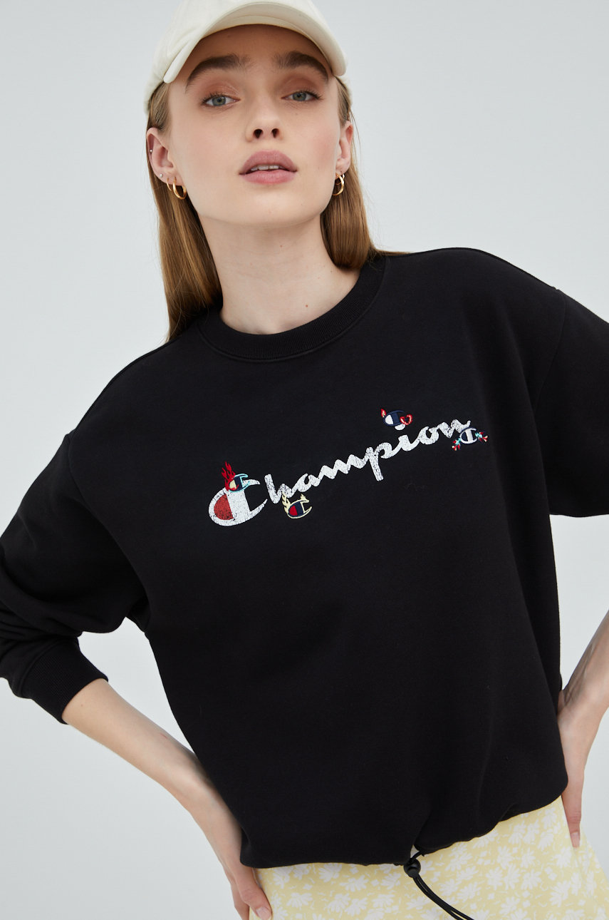 Champion bluza 115039 damska kolor czarny z nadrukiem