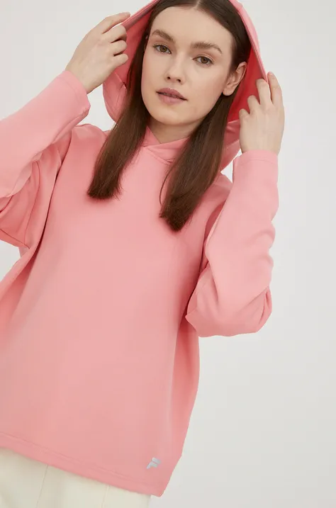 Fila bluza damska kolor różowy z kapturem gładka