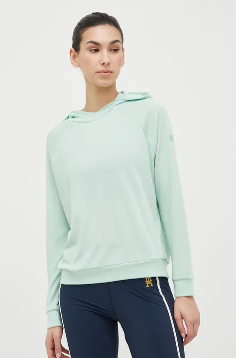 Helly Hansen bluza sportowa Inshore damska kolor turkusowy z kapturem gładka