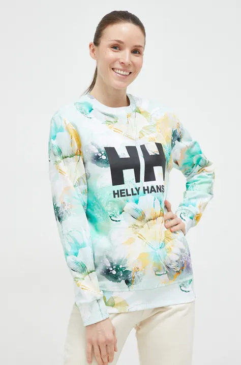 Helly Hansen bluza bawełniana damska kolor niebieski z nadrukiem 34261.-853