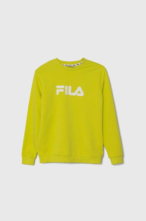 Детски суичър Fila в жълто с принт