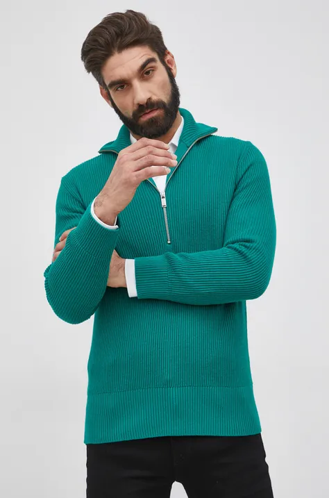Drykorn Sweter z domieszką wełny Manuelo męski kolor zielony z golfem