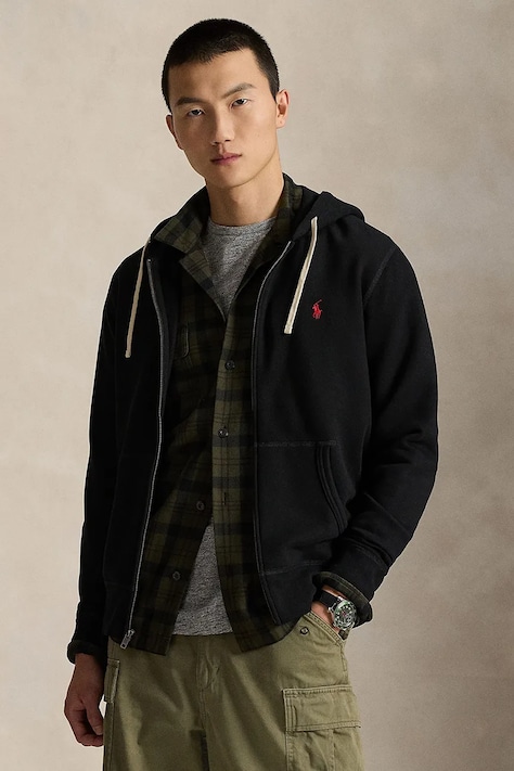 Mikina Polo Ralph Lauren pánská, černá barva, hladká