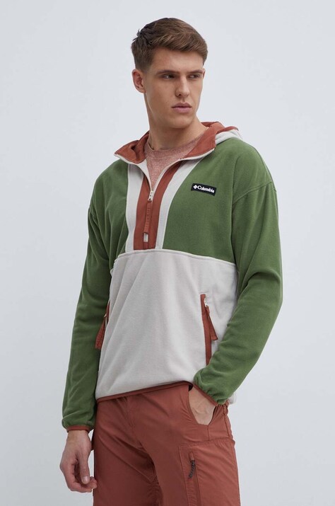 Columbia hanorac fleece Backbowl culoarea verde, cu glugă, cu imprimeu 1990745