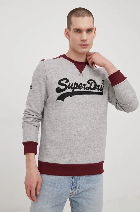 Кофта Superdry мужская цвет серый с аппликацией