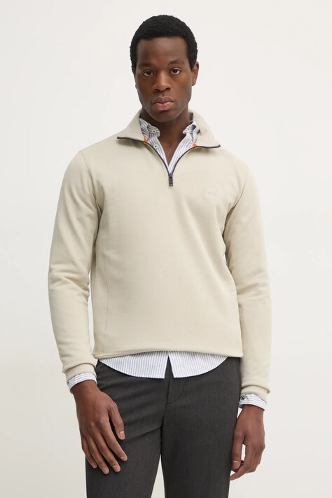 BOSS hanorac de bumbac BOSS CASUAL culoarea bej, uni, 50468926