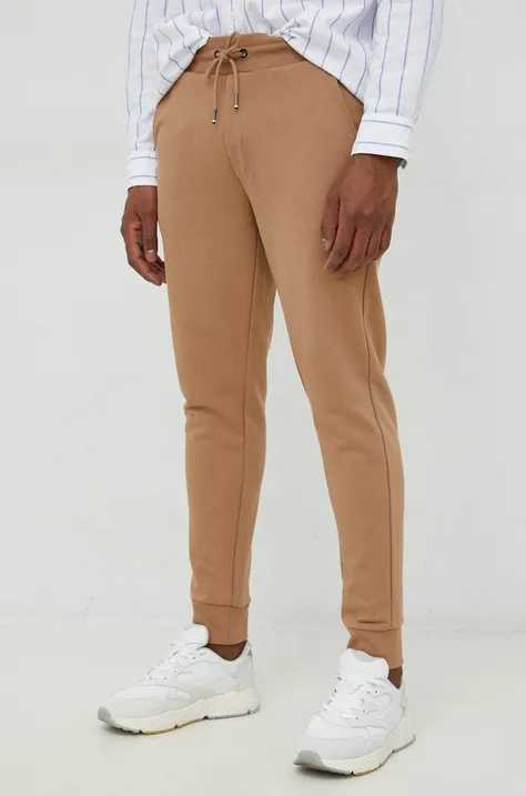BOSS spodnie dresowe bawełniane męskie kolor beżowy gładkie 50471958